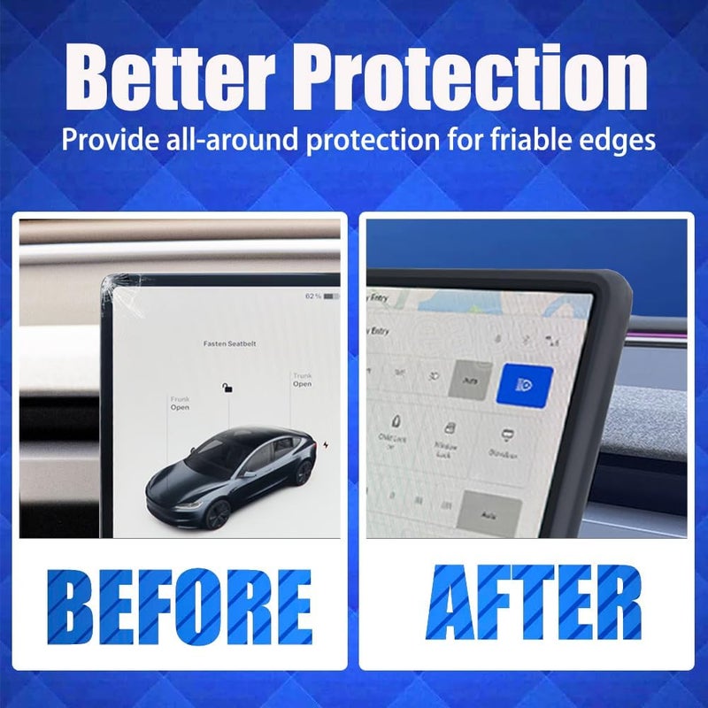 Yeapop 2Pcs Silicone Protector Frames of Screen and Rear View Mirror for Tesla Model 3 2024 Highland and Model Y 2025 Juniper. (Black) - Image 4